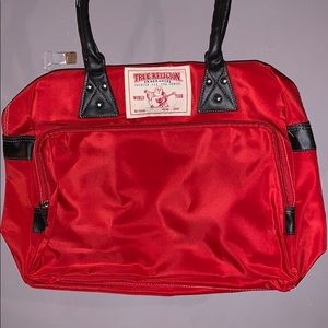 True Religion red travel bag